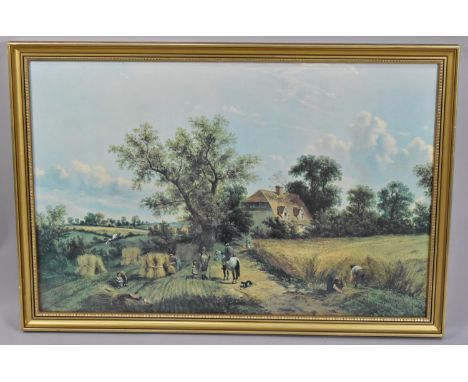 A Framed Print on Board, Harvesting, 90x59cms 