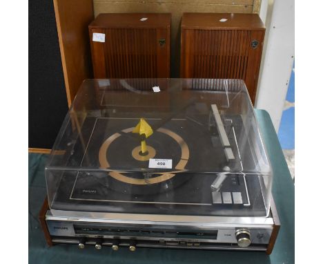 A Philips Stereo Record Player with Speakers 