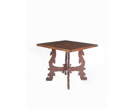 A Whytock & Reid oak and burr oak quartered walnut occasional table designed by Sir Robert Lorimer (1864-1929),  the canted, 