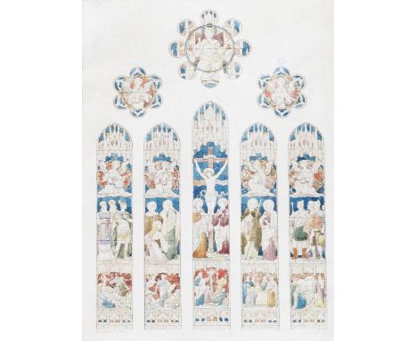 Horatio W Lonsdale (1846-1919) Study for East Window of St Anne's Church, Stanley Liverpool, 1890 watercolour on paper, frame