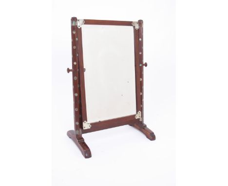 A mother of pearl inlaid walnut dressing table mirror by Sidney Barnsley, the rectangular, bevelled glass mirror with articul