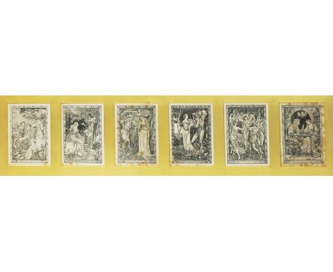 Walter Crane (1845-1915) The Tempest, 1893 woodblock on paper, six prints in common frame  signed with artist's cipher in pri