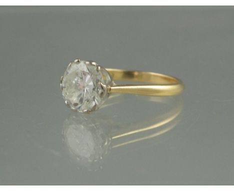 DIAMOND SOLITAIRE RING, the brilliant cut diamond an estimated 2cts, set in 18ct gold. Ring Size K 1/2. Approx weight 2.6g.(B