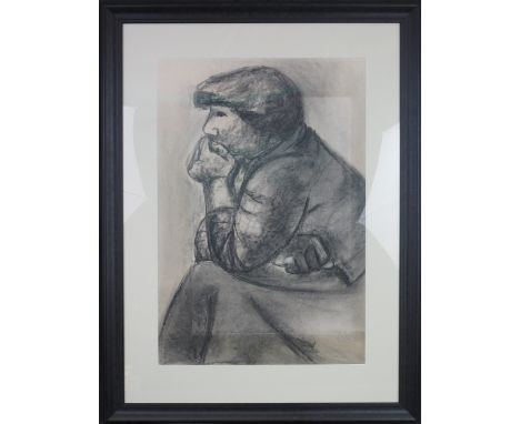 WILL ROBERTS, R.C.A., (Welsh, 1910-2000), portrait of a pensive female, signed and dated: 1950, charcoal. Bearing Attic Galle