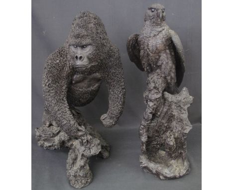BOWBROOK STUDIOS, MADE IN WORCESTER, LIMITED EDITION COMPOSITE SCULPTURE OF A GORILLA, on a naturalistic base, together with 