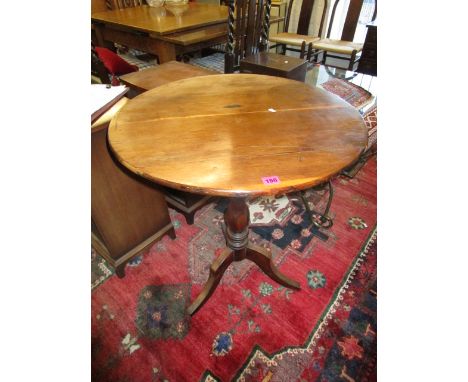 A Georgian yew wood tilt top tripod table, 25 3/8 diameter