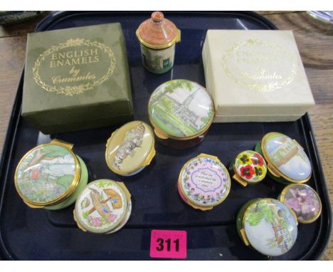 A group of Staffordshire, Halcyon Days, Crummles and Royal Worcester pill boxes