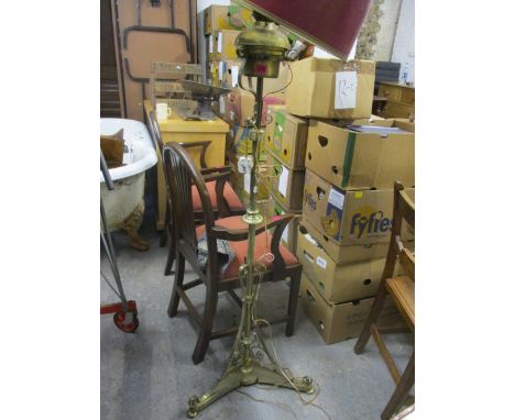 A Victorian brass standard lamp, 63 h