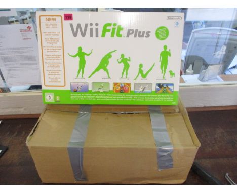 A boxed Wii games console with games, a keep-fit board and package, only used once