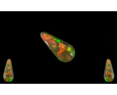 Ethiopian Natural Orange Tear Drop Fire Opal. 2.27 cts. Measurements 19.5 x 9 x 3.4 mm. Please Confirm with Photo. 