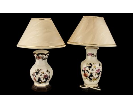 Pair of Mason's Table Lamps complete with cream shades with gold trim.  Lamp height (without shade) 12".  In excellent condit