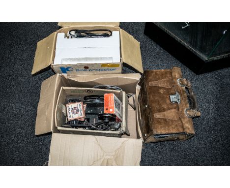 Raynox 8mm Super 8 Projector In Original Box, with a Vintage Projector and Reels of Films. A/F. 