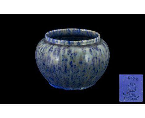 Royal Lancastrian Small Bowl, Blue Colour way with Drip Glaze Design. c.1930's. Height 3 Inches - 7.5 cm. Small Chip to Rim. 