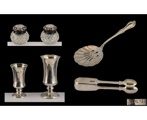 A Good Collection of Small Sterling Silver Items ( 6 ) In Total. All Fully Hallmarked. Comprises 1/ Victorian Period Pair of 