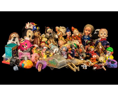 A Good Mixed Lot Of Collectables And Vintage Toys. To Include, A 70’s Lamb Chop Hand Knitted Puppet, A 1981 Yogi Bear Soaky M