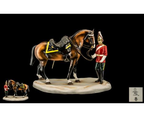 Michael Sutty Hand Painted Porcelain Limited Numbered Edition Military Figure 'Royal Inniskillin Dragoon Guards', 'The Troope