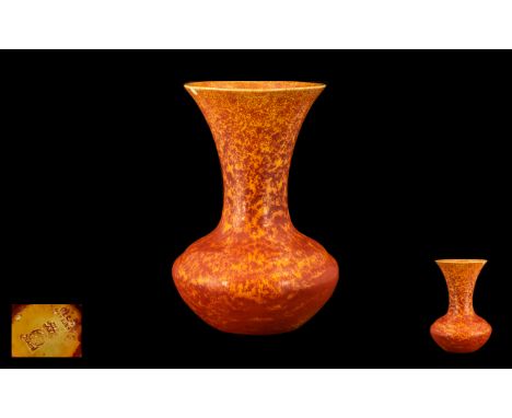 Royal Lancastrian 1930's Orange Mottled Vase of waisted form. Shape 2776. Impressed Royal Lancastrian marks to underside. Hei