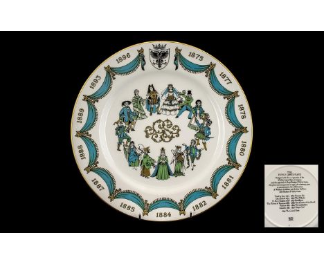The D'Oyly Carte Plate 1975 Centenary Year of the first opera Trial by Jury of the collaboration of William Gilbert and Arthu