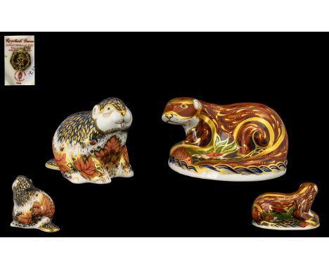 Royal Crown Derby Limited &amp; Numbered Edition Handpainted Paperweights 1. 'Riverbank Beaver'.  Gold stopper, No. 2726 of 5