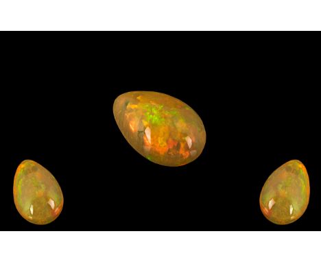 Ethiopian Large Pear Shaped Loose Natural Orange Fire Opal, Wonderful Colours. 16.1 cts, 3.84 grams In Weight. Measurements 2