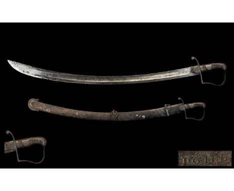 18th Century British Light Cavalry Troopers 1796 Sabre/Sword by Gill, with original scabbard; length of blade 32.5 inches, ma