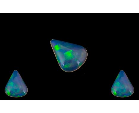 Ethiopian Natural Milky Blue Pear Shaped Opal. Measurements 16.3 x 12.9 x 4 mm. 2.08 cts - 2.8 grams. 