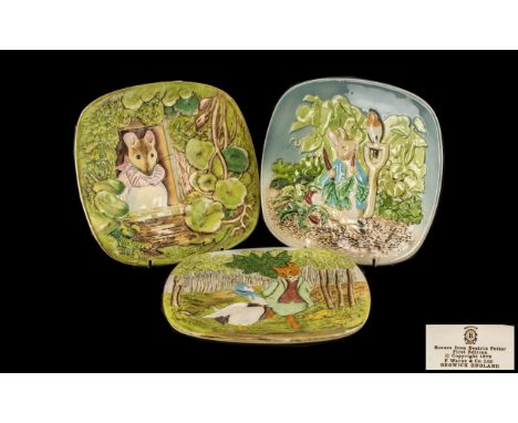 Beswick Beatrix Potter Hand Painted Trio of Collectors Plates. 1st Edition 1979, 2nd Edition 1980 &amp; 3rd Edition 1981. All