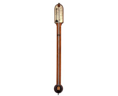 A VICTORIAN ROSEWOOD EXPOSED TUBE STICK BAROMETER WITH THERMOMETER, THE IVORY SCALE INSCRIBED J. HOWITT NEWARK, 89CM H