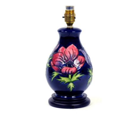 A MOORCROFT CLEMATIS LAMP, 23CM H EXCLUDING FITMENT