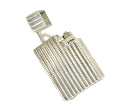 A CARTIER SILVER CIGARETTE LIGHTER, REEDED OVERALL, FRENCH CONTROL MARKS AND ENGRAVED CARTIER PARIS DEPOSE, SECOND QUARTER 20