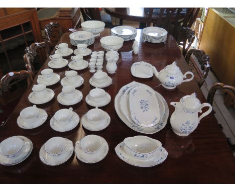 A Villeroy Boch eight setting Val Bleu tea and dinner service, dish washer safe, all good condition, minor usage 