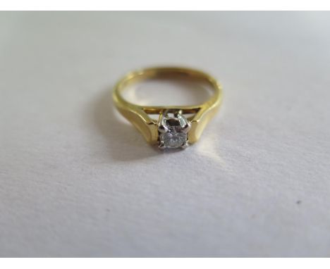 An 18ct yellow gold diamond solitaire ring , size N, approx 4.1 grams, diamond approx 0.29ct generally clean condition, diamo