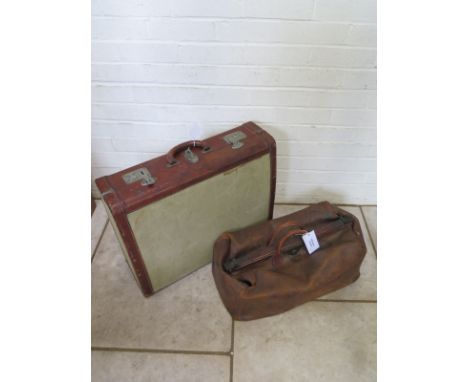 A Vintage Gladstone bag, 56cm long, and a Victor luggage leather and canvas case 