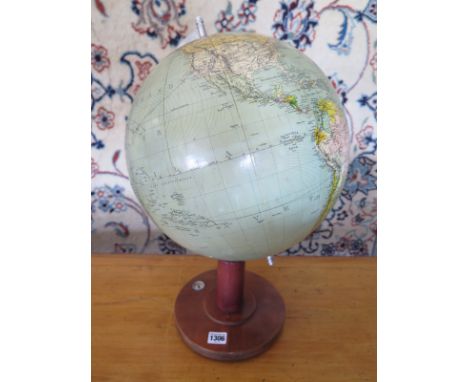 A Columbus-Jordglob globe on stand with compass, 12 inch diameter, generally good, some minor losses 