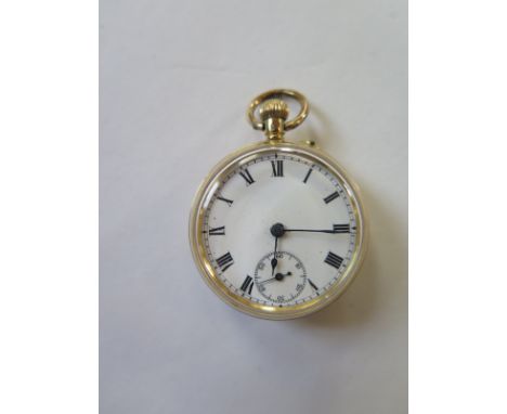 An 18ct yellow gold enamel ladies pocket watch, 30mm diameter, minor usage, clean running order, total weight approx 29 grams