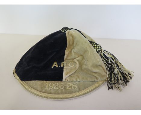 A Vintage football cap, A. F. C. 1926-28 , made by Christies of London , lining worn otherwise reasonably good 