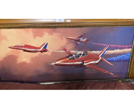 OLEOGRAPH PAINTING ROYAL AIRFORCE BY ADRIAN C RIGBY, RED STORM RISING