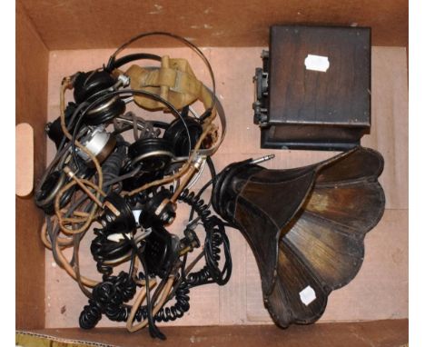 An Acme Crystal Set with vertical ebonite panel, arc sweep tuning, enclosed detector, within stained oak case, circa 1922; be