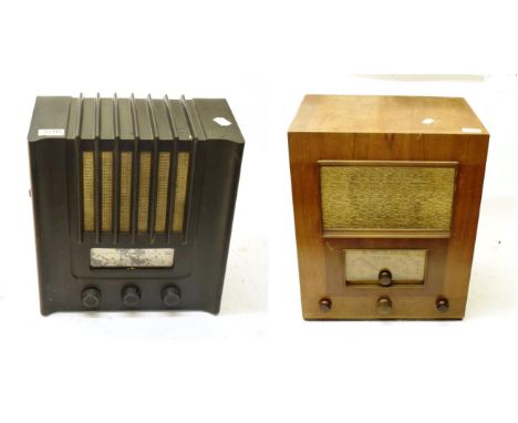 Murphy Type SAD94L Radio with ribbed vertical bar brown bakelite case; and an unusual Victory 3-band receiver with sweep arc 