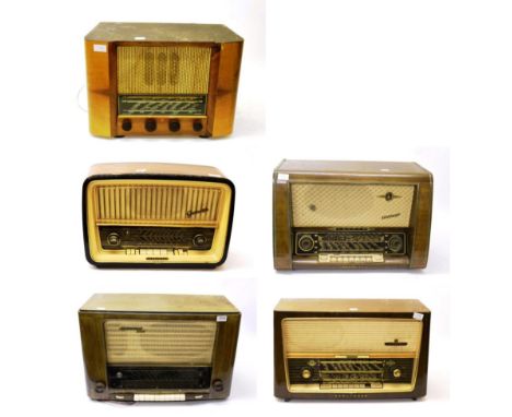 Telefunken Gavotte 8 Radio; Grundig 4010; Tomme Metior with multiple tone control push button; Ferranti 125; and a Fidelio No