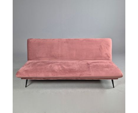 SOFA BED. contemporary style, armless, in pink chenille 180cm w.