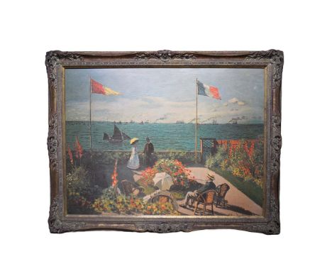 CLAUDE MONET. After. LLE JARDIN A SAINTE ADDRESSE, LE HAVRE. Oil on Canvas, 90cms x 66cms, Framed.