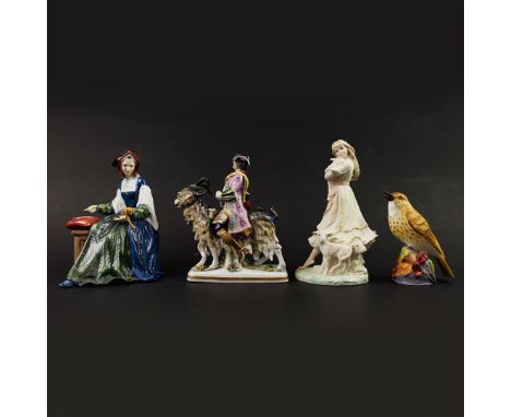 CAPODIMONTE. 'COUNT BRUHL'S TAILOR ON A GOAT' PORCELAIN. (4). along with a Royal Doulton figure of Catherine of Aragon a coal