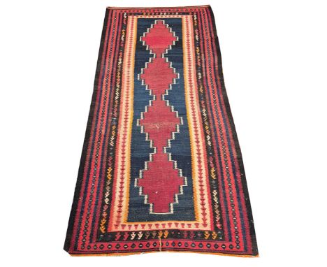 VINTAGE TRIBAL KILIM. 296cm x 142cm.