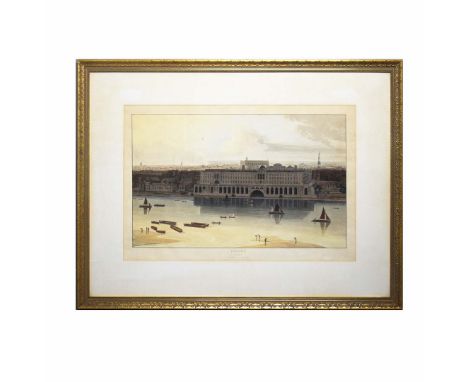 WILLIAM DANIELL RA (1769–1837). SOMERSET HOUSE, LONDON. Lithograph,52cms x 77cms, Framed.