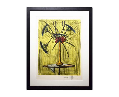 BERNARD BUFFET. OMBELLES ET IRIS. (d) original lithograph in colours, printed by Mourlot Freres, Paris, 95cm x 77cm, framed. 