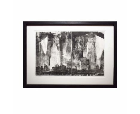 PETER FREETH RA (BRITISH B. 1938). THIS ISLAND NOW. (d) aquatint, signed and numbered 9/18, 83cm x 117cm, framed. (Subject to