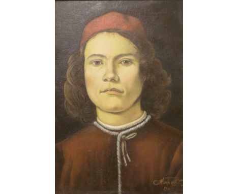 Continental School, portrait of a boy, oil on canvas laid on board, 29 x 19cms, framed 
