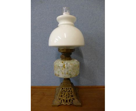 A Victorian brass oil lamp 