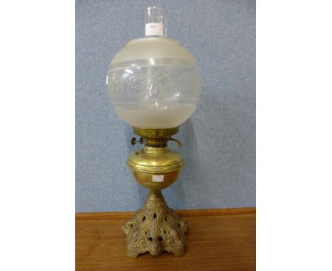 A Victorian brass oil lamp 